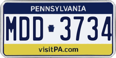 PA license plate MDD3734