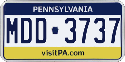 PA license plate MDD3737