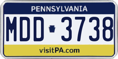 PA license plate MDD3738