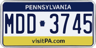 PA license plate MDD3745