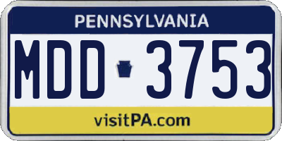 PA license plate MDD3753