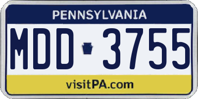 PA license plate MDD3755
