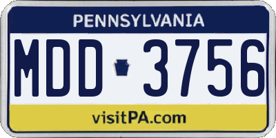 PA license plate MDD3756