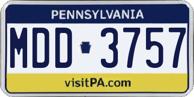PA license plate MDD3757