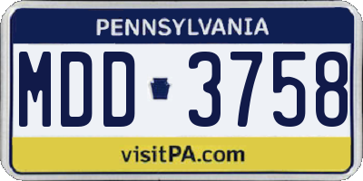 PA license plate MDD3758