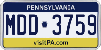 PA license plate MDD3759