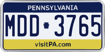 PA license plate MDD3765