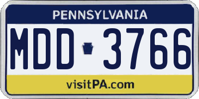 PA license plate MDD3766