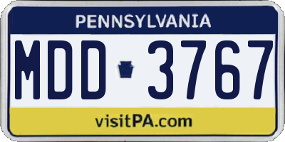 PA license plate MDD3767