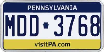 PA license plate MDD3768
