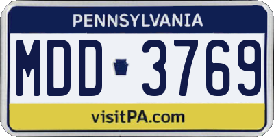 PA license plate MDD3769