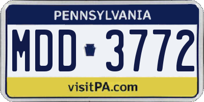 PA license plate MDD3772