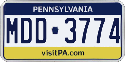 PA license plate MDD3774