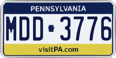 PA license plate MDD3776