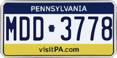 PA license plate MDD3778