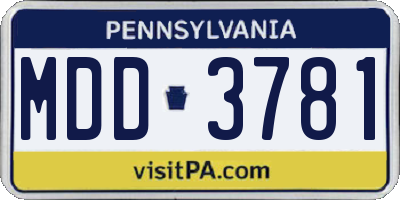 PA license plate MDD3781