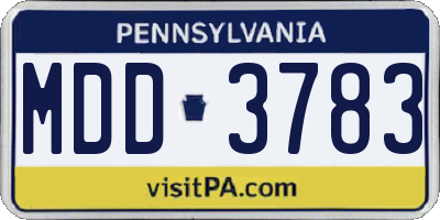 PA license plate MDD3783