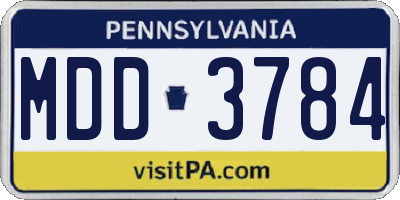 PA license plate MDD3784