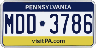 PA license plate MDD3786