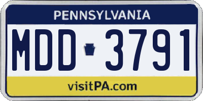 PA license plate MDD3791
