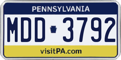 PA license plate MDD3792