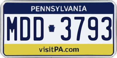 PA license plate MDD3793