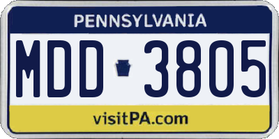 PA license plate MDD3805
