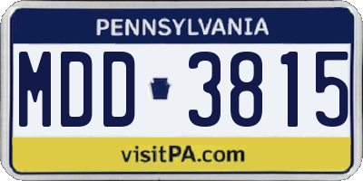 PA license plate MDD3815