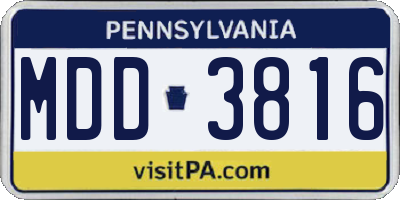 PA license plate MDD3816