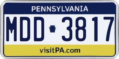 PA license plate MDD3817