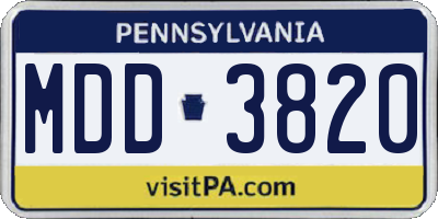 PA license plate MDD3820