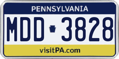 PA license plate MDD3828