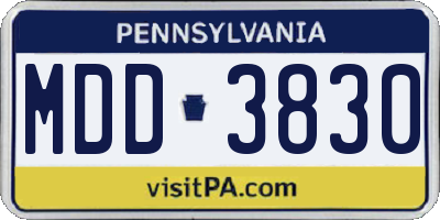 PA license plate MDD3830