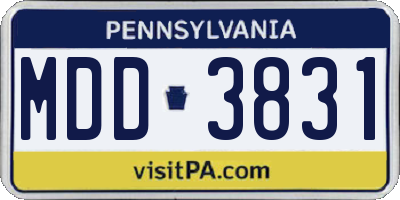 PA license plate MDD3831