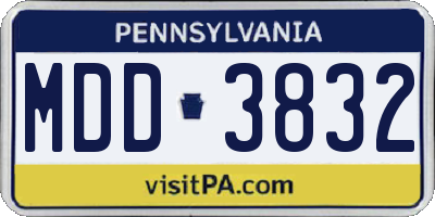 PA license plate MDD3832