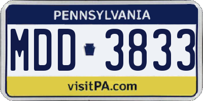 PA license plate MDD3833