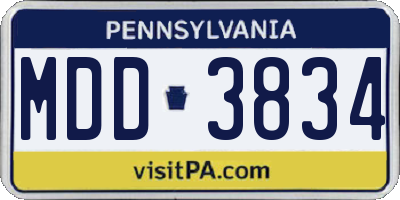PA license plate MDD3834