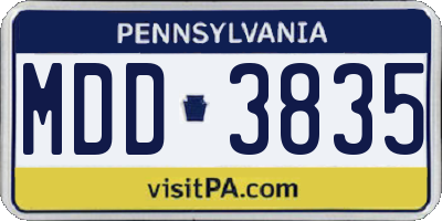 PA license plate MDD3835