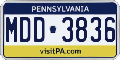 PA license plate MDD3836