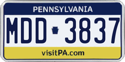 PA license plate MDD3837