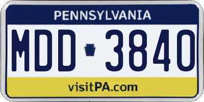 PA license plate MDD3840