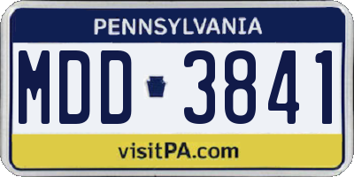PA license plate MDD3841