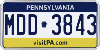 PA license plate MDD3843