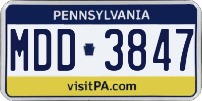 PA license plate MDD3847