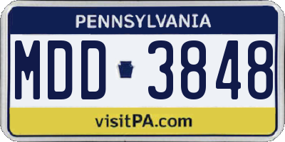 PA license plate MDD3848