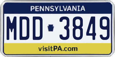 PA license plate MDD3849