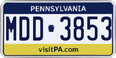 PA license plate MDD3853