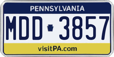 PA license plate MDD3857