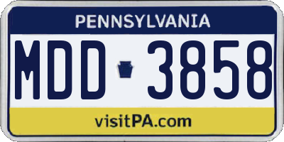 PA license plate MDD3858