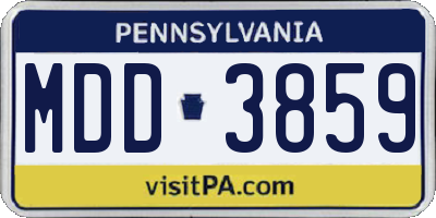 PA license plate MDD3859